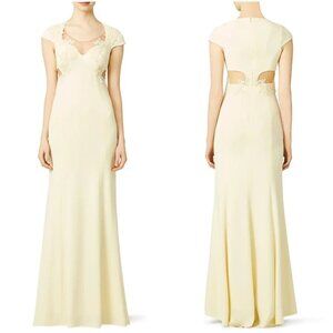NWT Marchesa Notte Yellow Fields Lace Formal Gown $1245